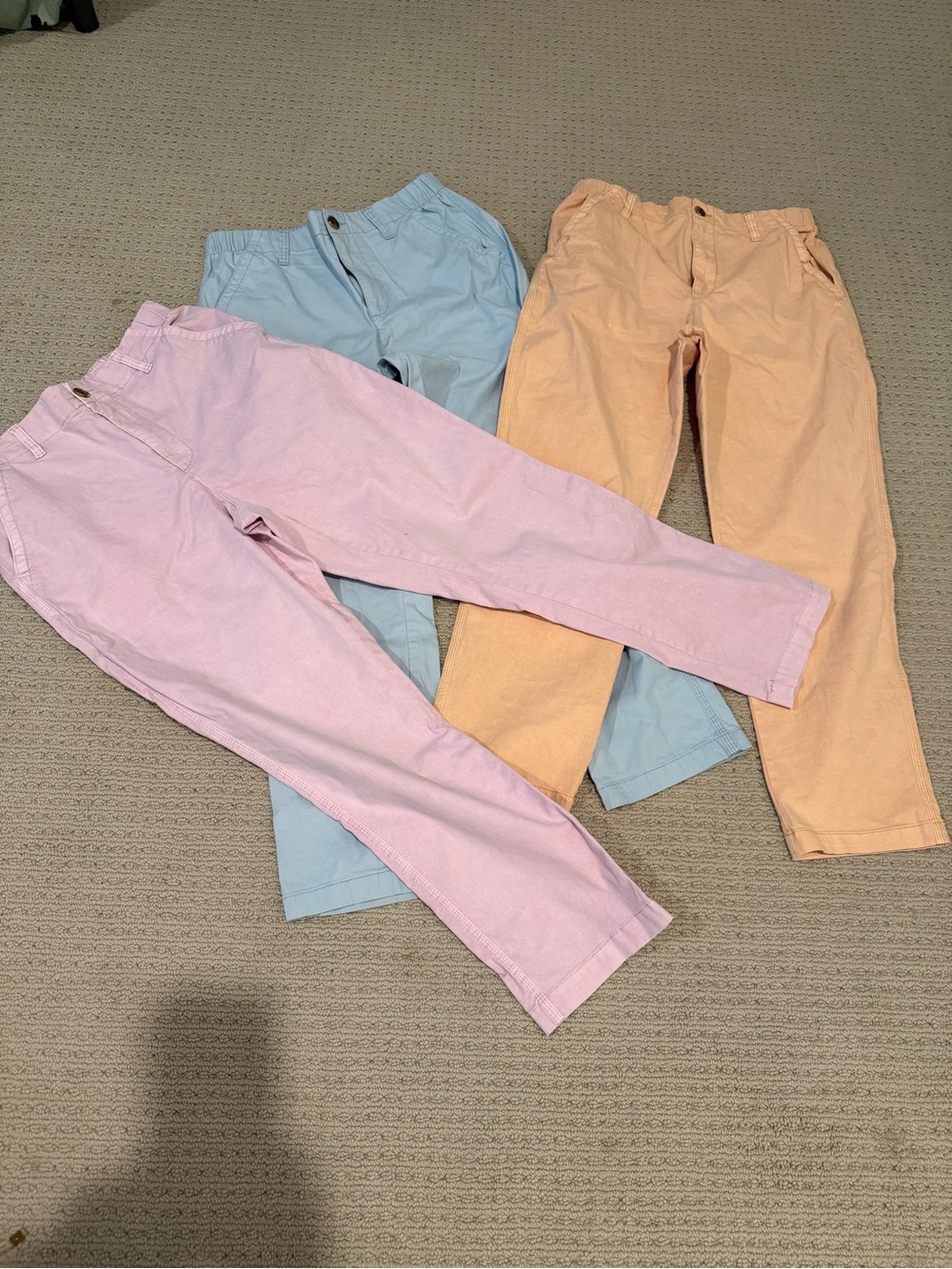 Old Navy Pastel OG Chino Pants Trio - Pink, Light Blue & Peach EUC